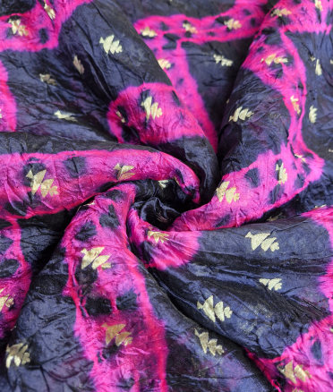 Organza with lehariya Butti bandini - Navy blue