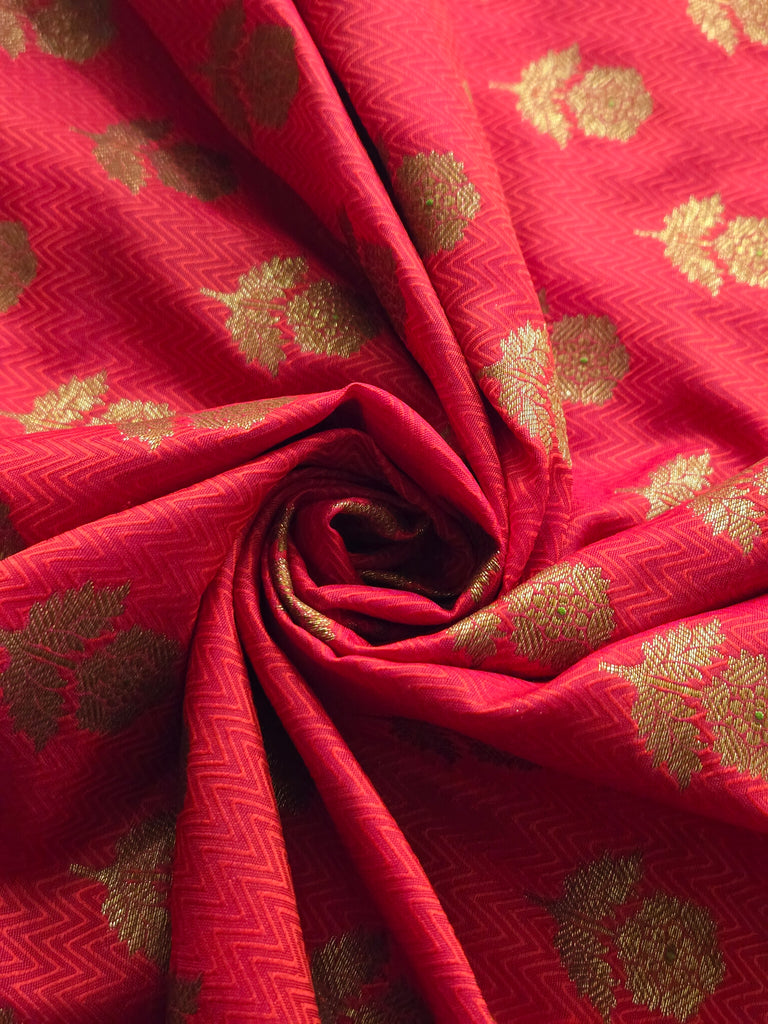 Silk Antique Butti - Coral Red