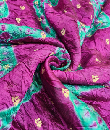 Organza with lehariya Butti bandini - Purple