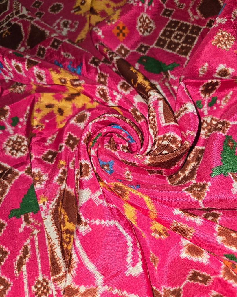 Pure Patola Printed Silk - Rani Pink