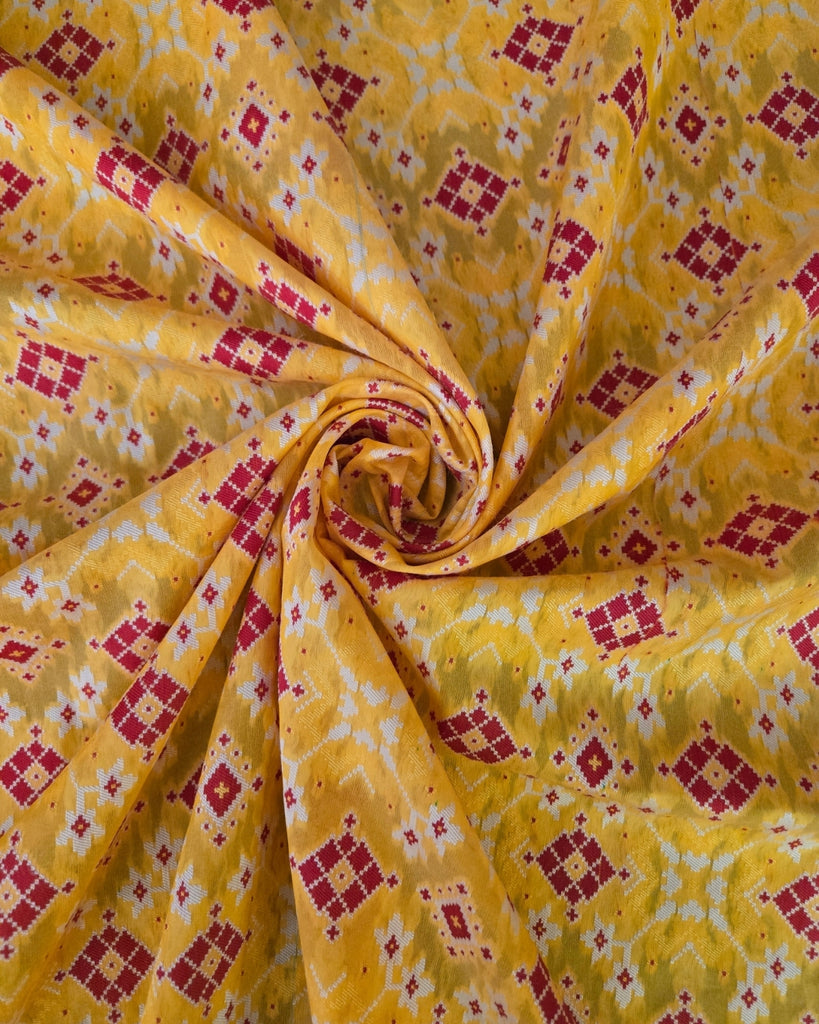 Silk Cotton Ikkat - Mustard Yellow