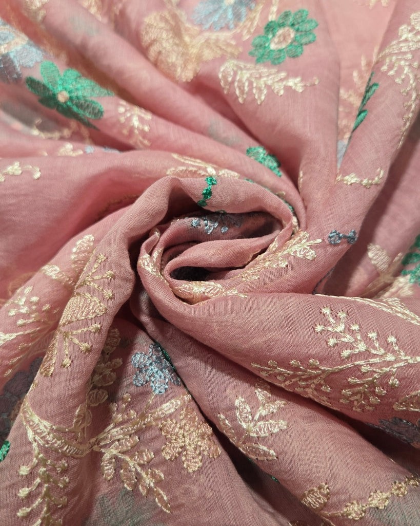 Mul Chanderi - Creeper Dusty Rose