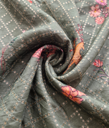 Chiniya silk - Deep gray-green
