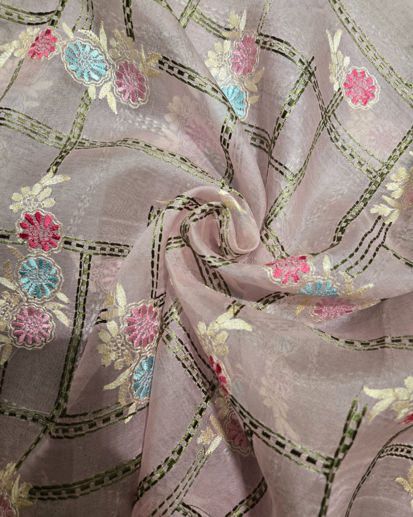 Organza with Thread Work - Dusty Rose