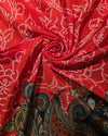 Pure Printed Silk (Bandini & Kalamkari) - Coral Red