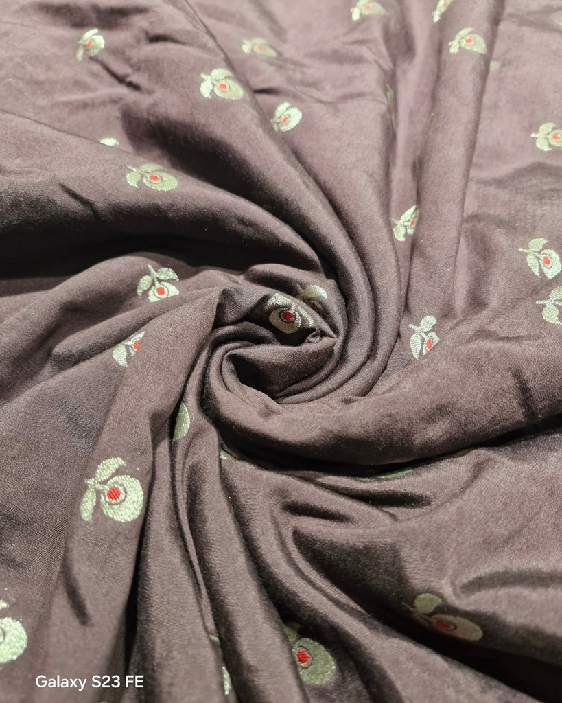 Spun silk meenakari Banaras - Brown