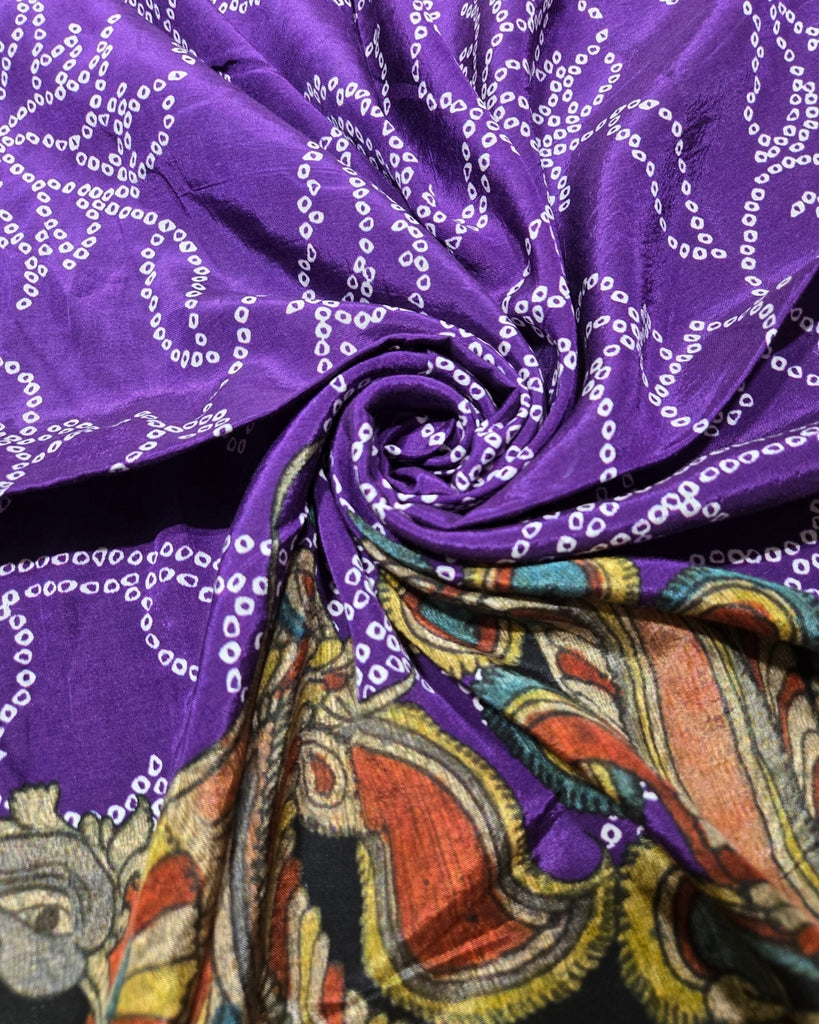 Pure Printed Silk (Bandini & Kalamkari) - Purple