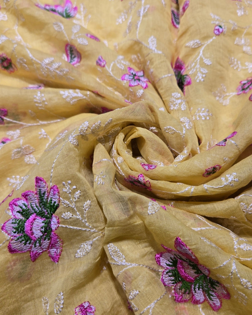 Mul Chanderi - Creeper Butter Yellow