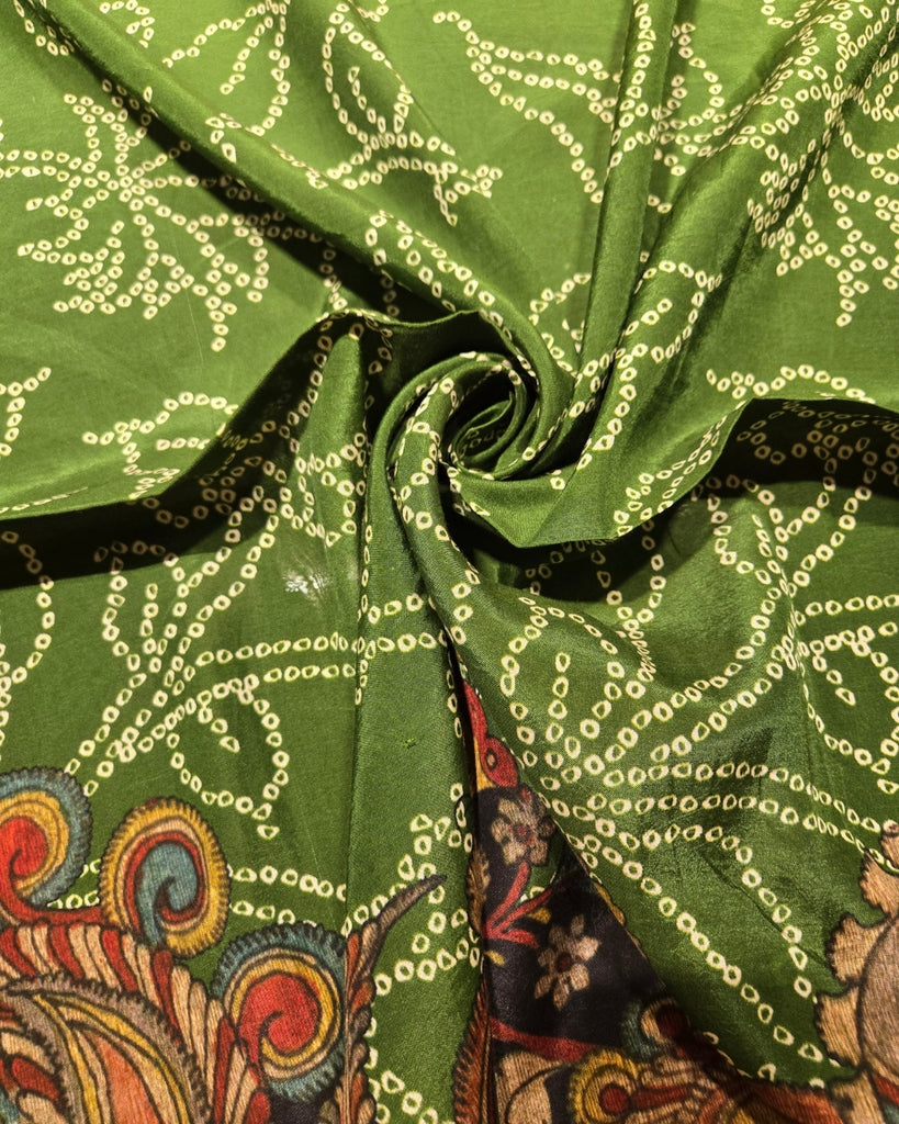 Pure Printed Silk (Bandini & Kalamkari) - Green