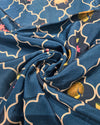 Printed Silk - Peacock Blue
