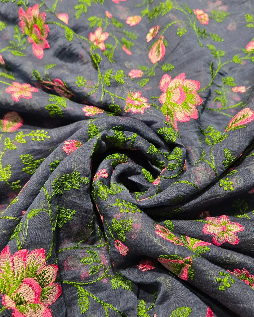Mul Chanderi - Creeper Charcoal