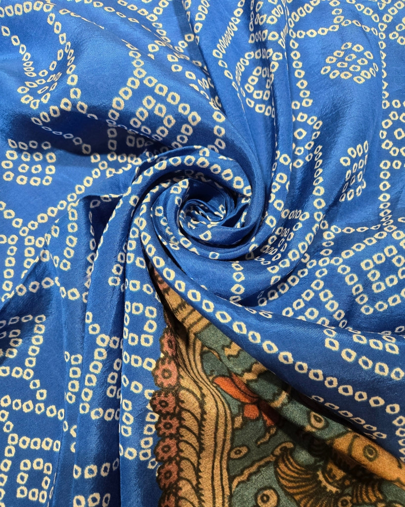 Pure Printed Silk (Bandini & Kalamkari) - Blue