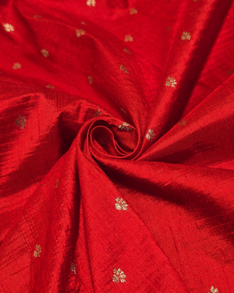 Raw silk with small buttas - Red