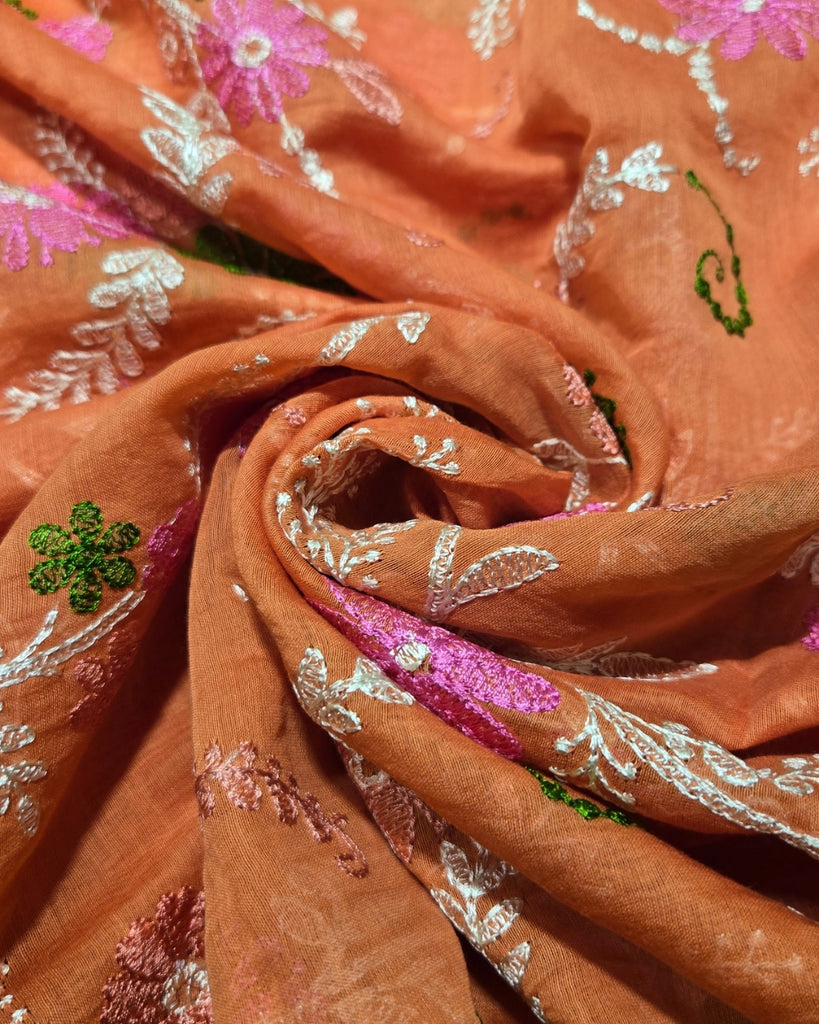 Mul Chanderi - Creeper Rust Orange
