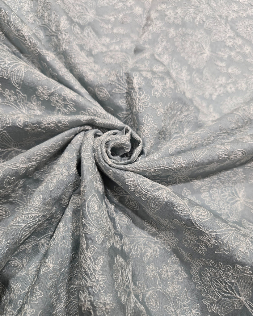 Thread Work Chanderi - Soft Powder Blue