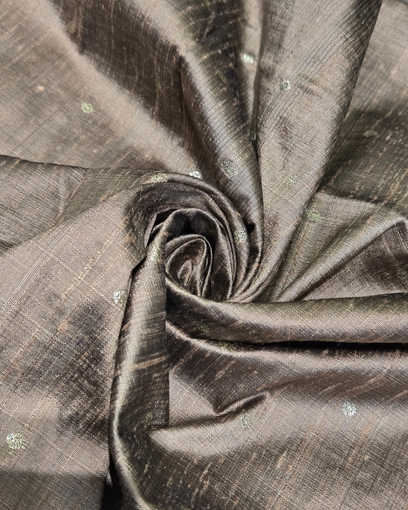 Raw silk with small buttas - Grey