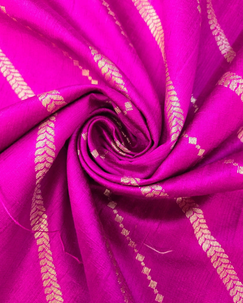 Raw Silk Zari Lines - Pink