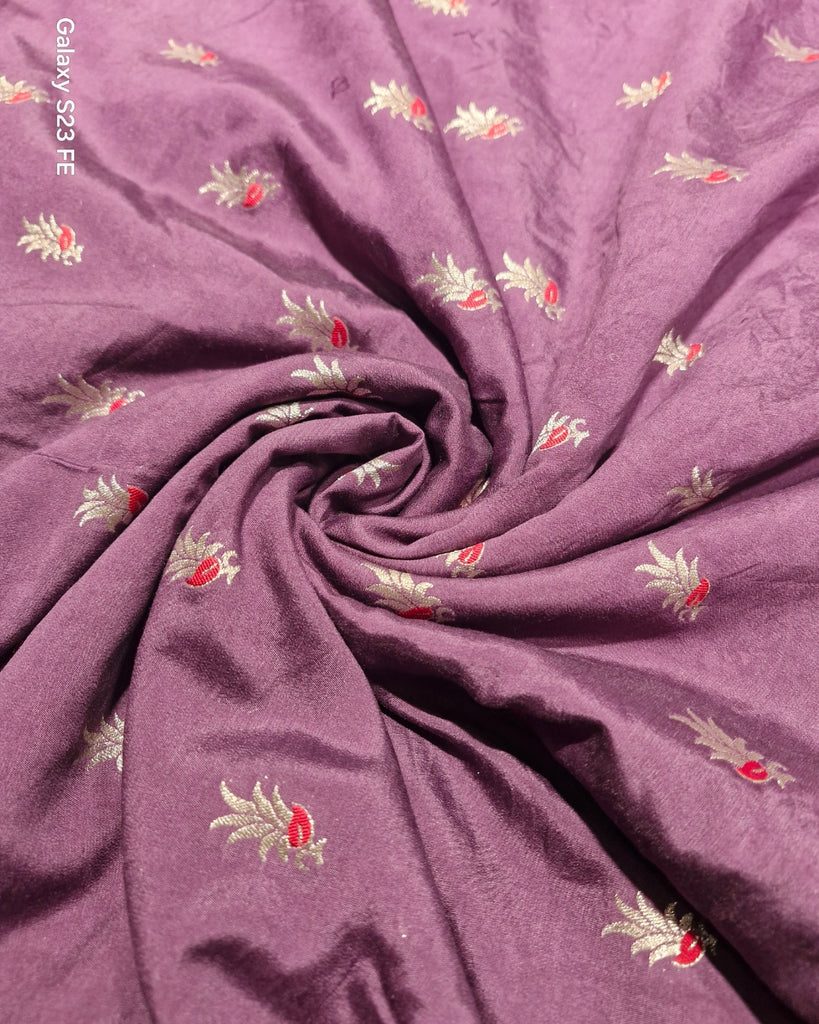 Spun silk meenakari Banaras - Plum-purple