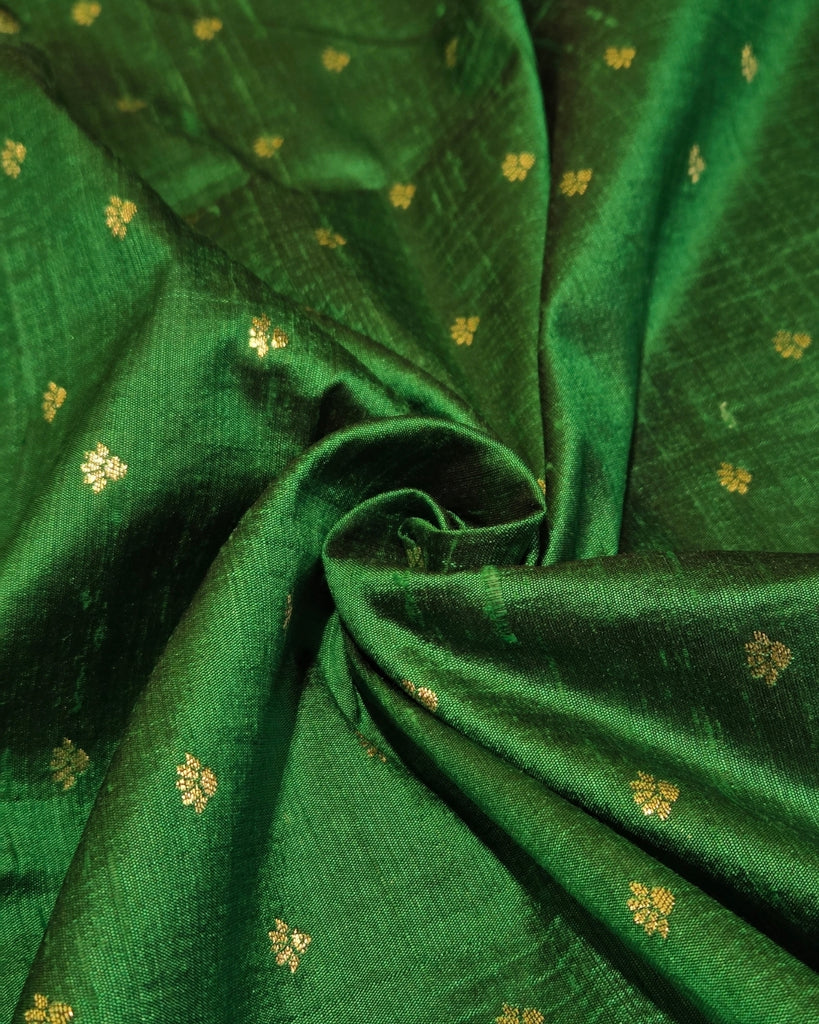 Raw silk with small buttas - Green