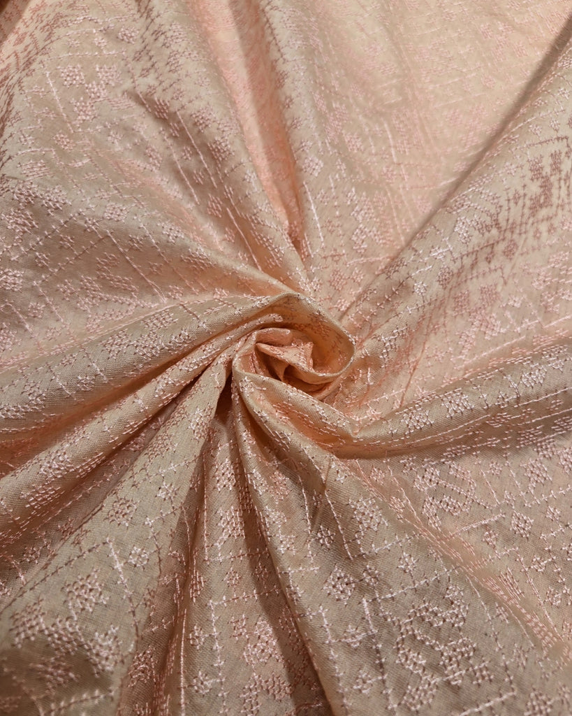 Thread Work Chanderi - Warm Peach