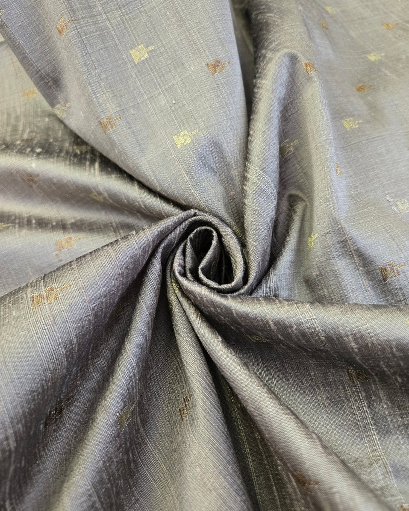 Raw silk with small buttas - Steel Grey