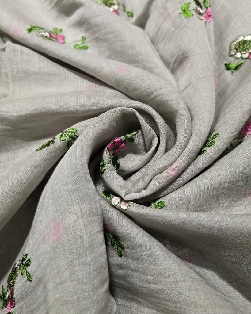Mul Chanderi Butis - Ash grey