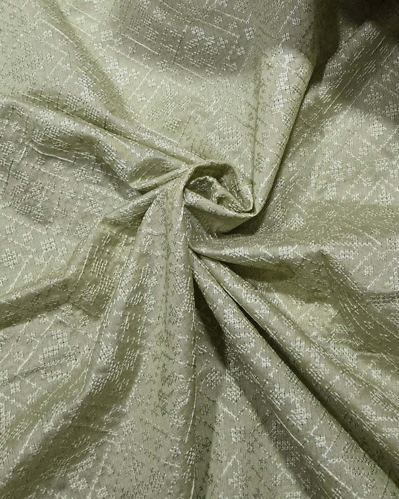 Thread Work Chanderi - Olive green