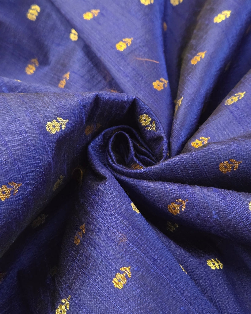 Raw silk with small buttas - Dark Blue
