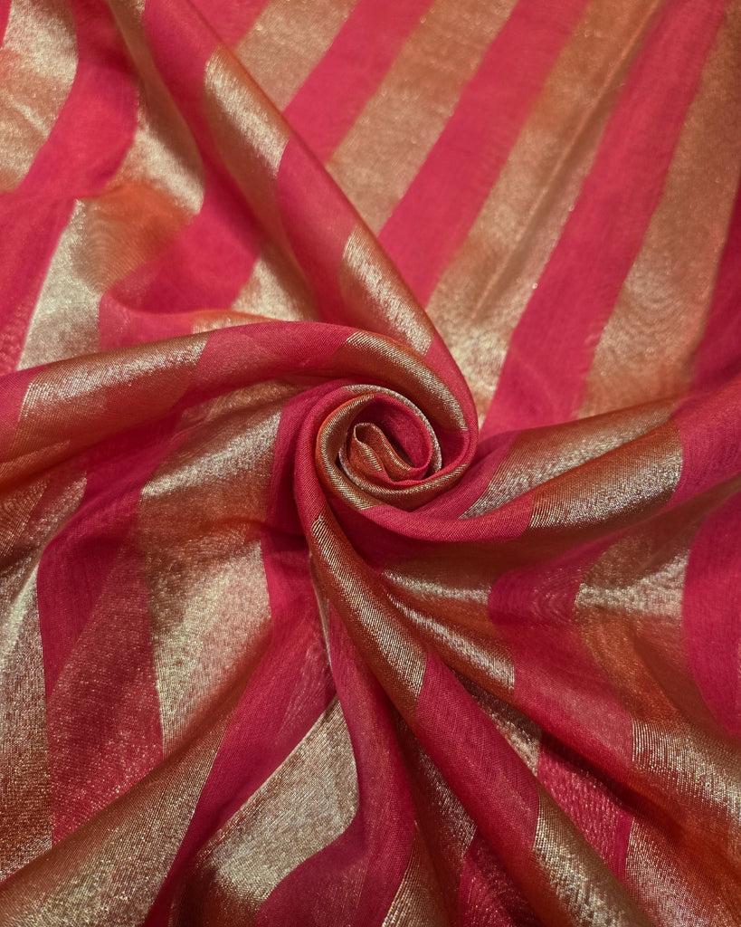 Chanderi Tissue - Deep Rani Pink