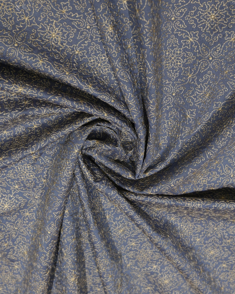 Mul Chanderi Small Work - Steel Blue