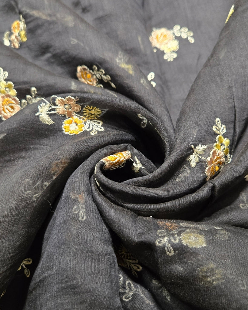 Mul Chanderi Butis - Black