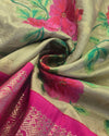 Silk kadiyal tissue with embroidery - Sage Green