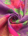 Silk kadiyal tissue with embroidery - Light Purple