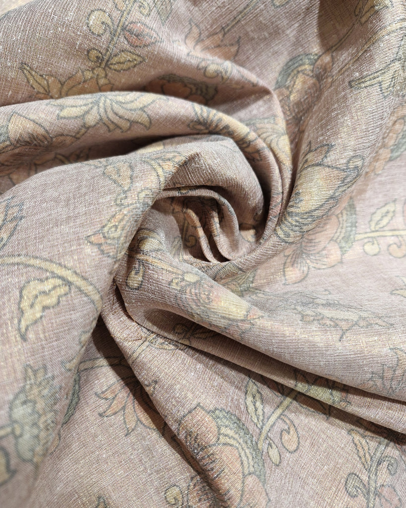Tissue Printed Kalamkari - Soft Golden Sheen