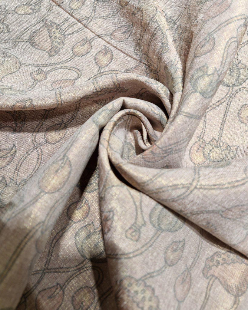 Tissue Printed Kalamkari - Soft Dusty Blush