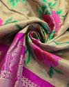 Silk kadiyal tissue with embroidery - Mustard Gold