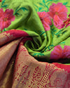 Silk kadiyal tissue with embroidery - Green