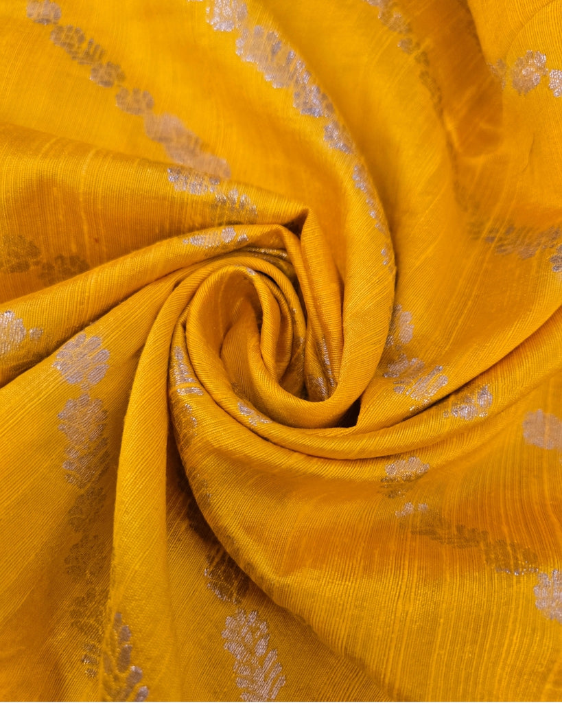 Raw Silk Zari Lines - Dark Yellow