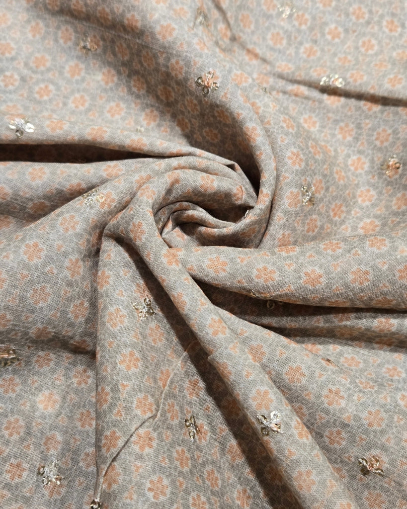 Printed Mul Cotton - Dusty Grey
