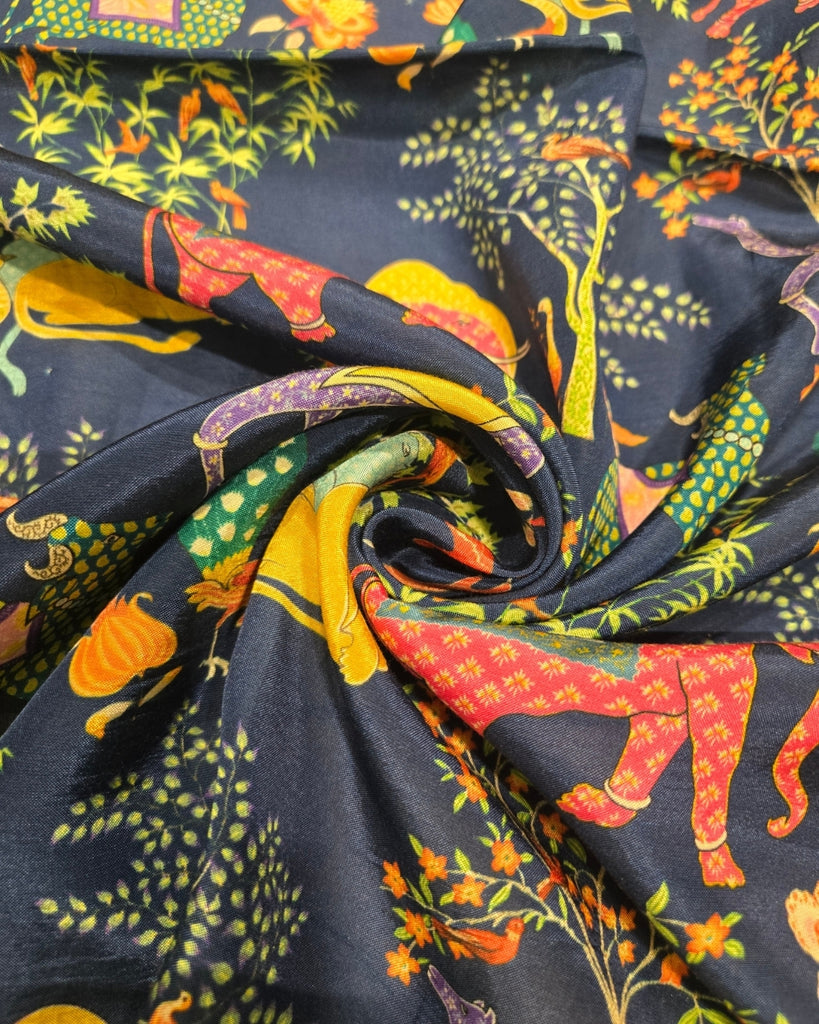 Printed Silk - Deep Navy Blue