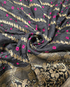 Chiniya silk Bandhini with banaras border - Black