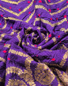 Chiniya silk Bandhini with banaras border - Purple