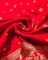 Chiniya silk Bandhini with banaras border - Dark Red