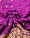 Chiniya silk Bandhini with banaras border - Violet