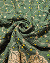 Chiniya silk Bandhini with banaras border - Green