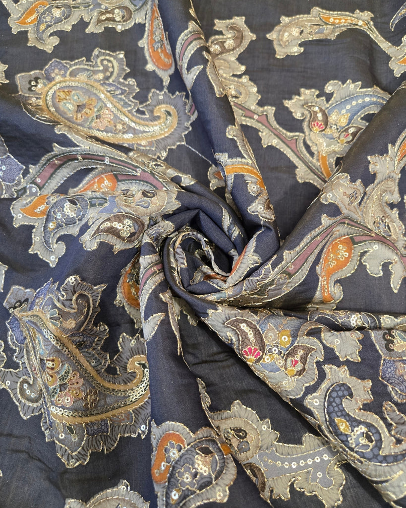 Silk Embroidery - Charcoal Black