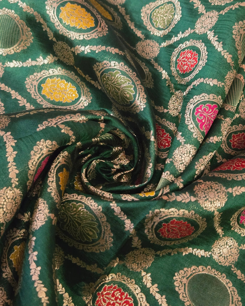 Dupion Meenakari Banaras - Dark Green