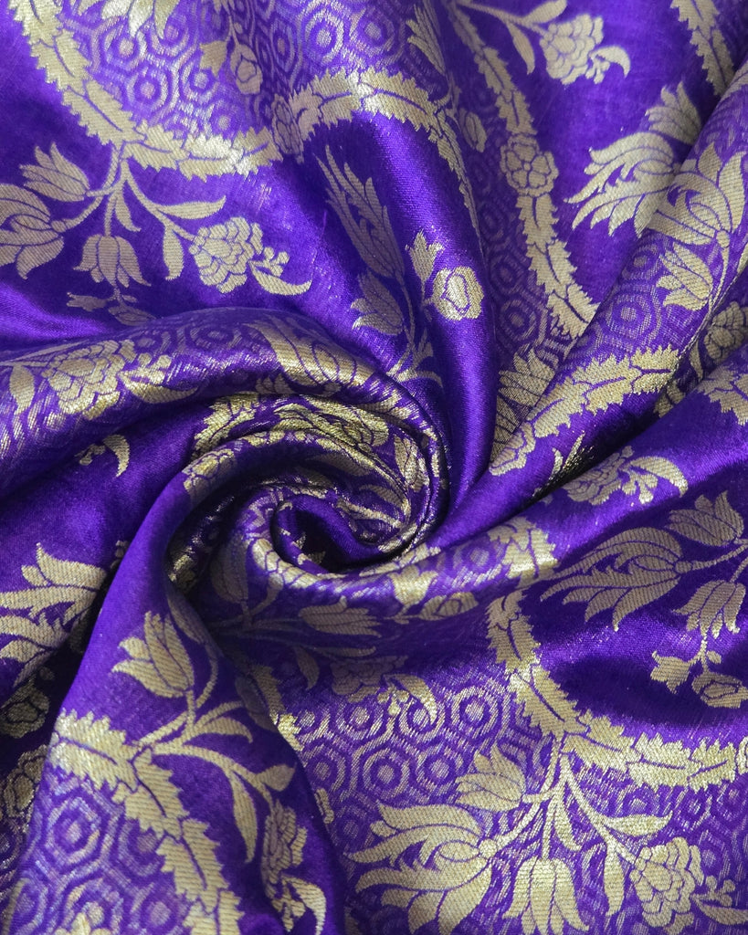 Silk Dupion Banaras - Royal Purple