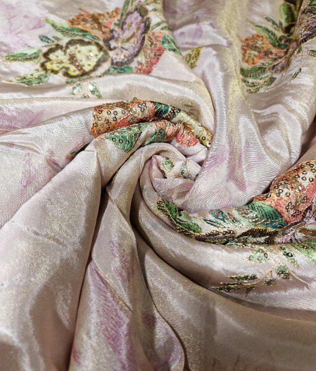 Tissue chiniya sequence - Light Pink