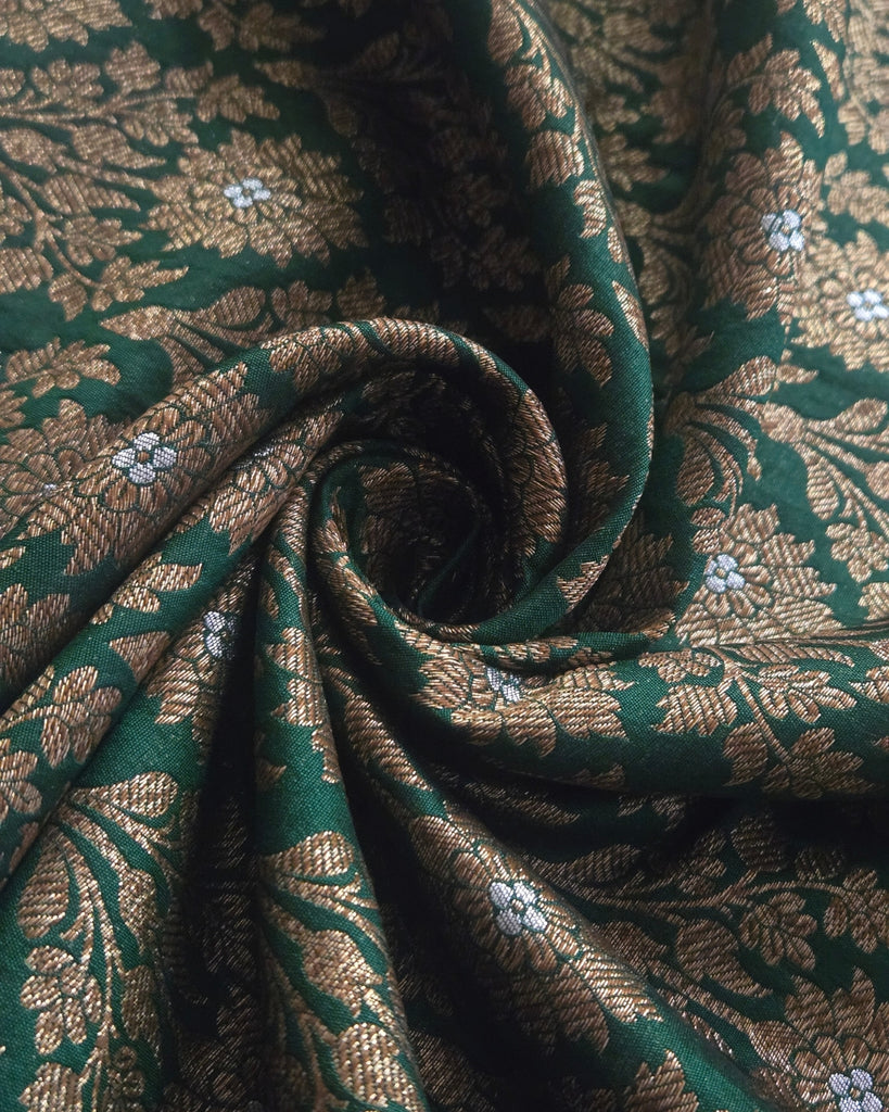 Silk Antique Banaras - Emerald Green